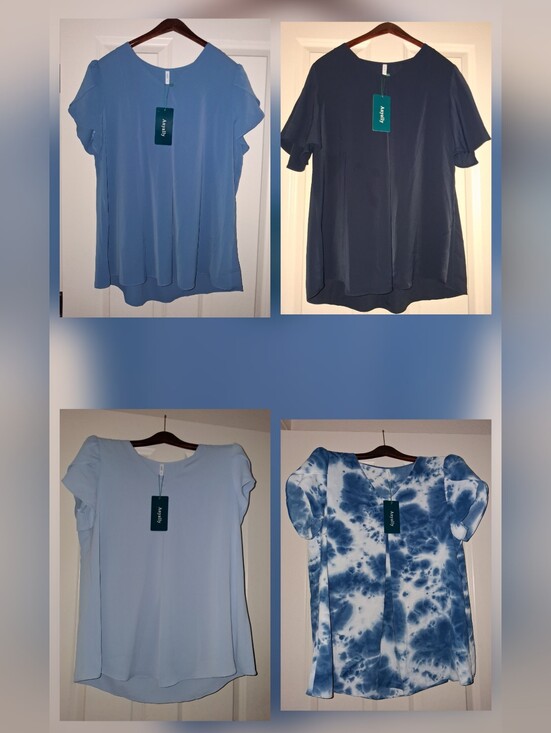 Anyally Tops - New With Tags 4 PACK Light Blue & Navy & Blue & White/Blue Anyally Blouse's
